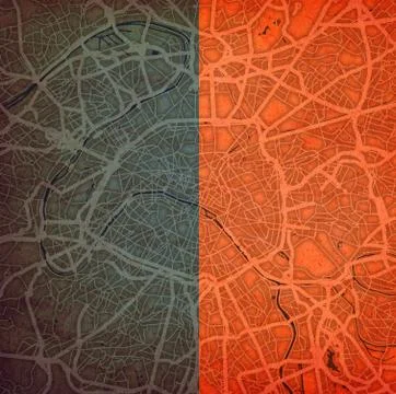 Map of roads in city of Paris Stock Illustration