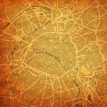 Map of roads in city of Paris Stock Illustration