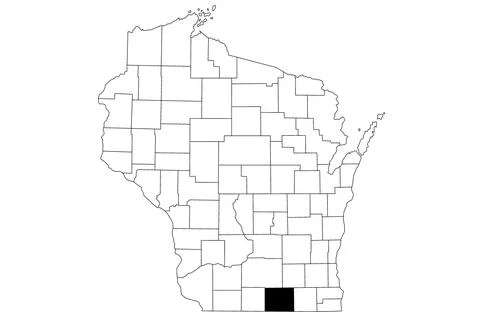 Map of Rock County in Wisconsin state on white background. single County ma.. Stock Illustration