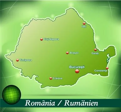 Map of romania with abstract background in green Stock Illustration