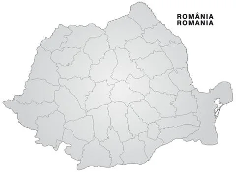 Map of romania with borders in gray Stock Illustration