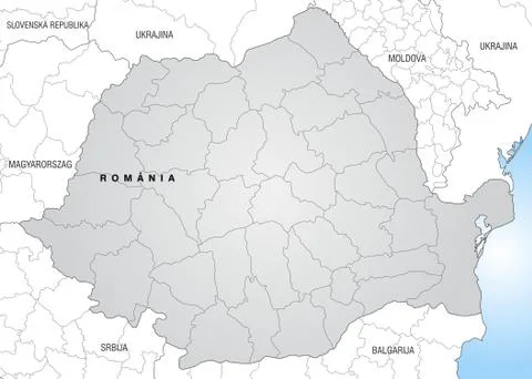 Map of romania with borders in gray Stock Illustration