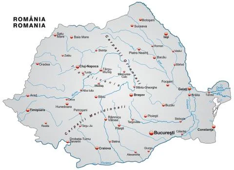 Map of romania as an overview map in gray Stock Illustration