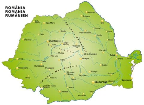 Map of romania as an overview map in green Stock Illustration