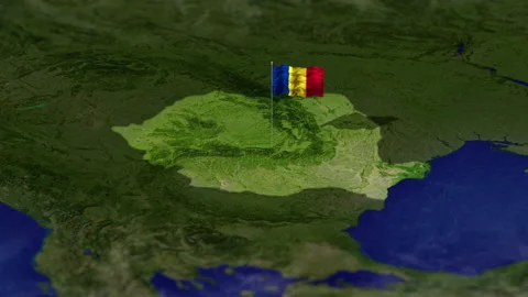 Map of Romania with Romanian flag Stock Footage 231411247