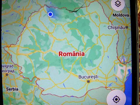 Map of Romania on a smartphone Фото