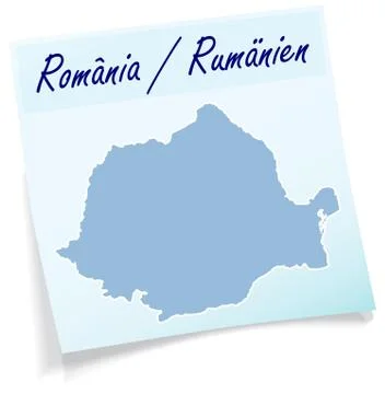 Map of romania as sticky note Illustrazione stock