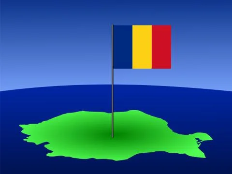Map with romanian flag Stock Illustration