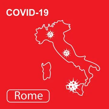 Map of Rome labeled Epidemic and Quarantine COVID-19. Illustrazione stock