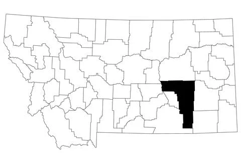 Map of rosebud County in Montana state on white background. single County m.. Stock Illustration