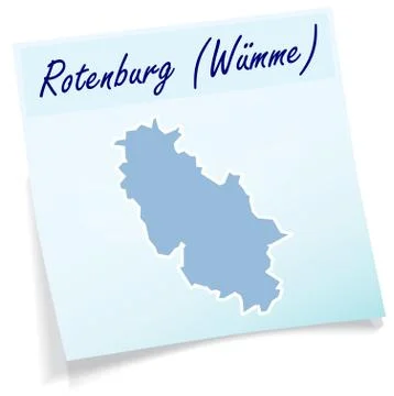 Map of rotenburg as sticky note Stock Illustration