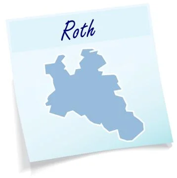 Map of roth as sticky note Stock Illustration
