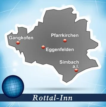 Map of rottal inn with abstract background in blue Stock Illustration