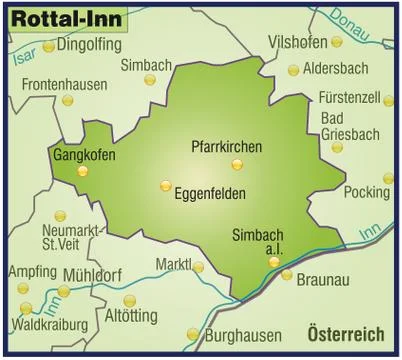 Map of rottal inn as an overview map in green Illustrazione stock