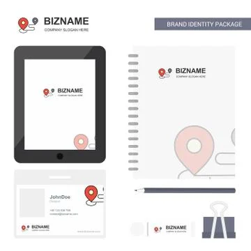 Map route  Business Logo, Tab App, Diary PVC Employee Card and USB Brand Stat Stock Illustration