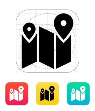 Map route icon Stock Illustration