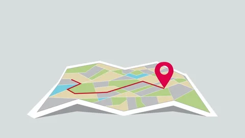 Map Route from Start to Destination Animation 動画素材 333987413