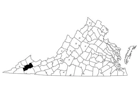 Map of Russell County in Virginia state on white background. single County .. Stock Illustration