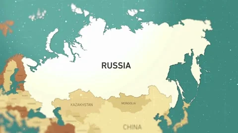 Map of Russia and surrounding countries with country names geography Eurasia Stock Footage 325868056