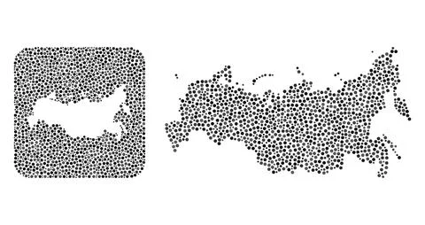 Map of Russia - Dot Mosaic with Stencil Stock Illustration