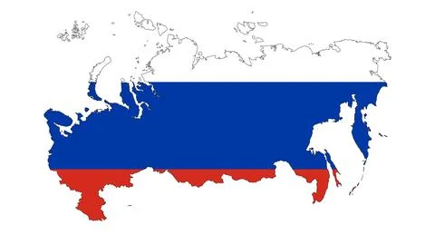 Map of Russia with the flag inside. Stock Illustration