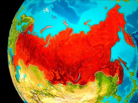 Map of Russia in red Illustrazione stock