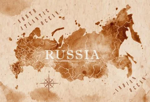 Map Russia retro Stock Illustration