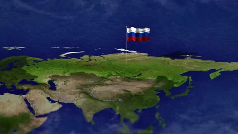 Map of Russia, with Russian flag Stock Footage 231399590