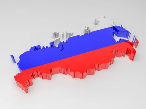 Map of Russia with Russian flag Stock Illustration
