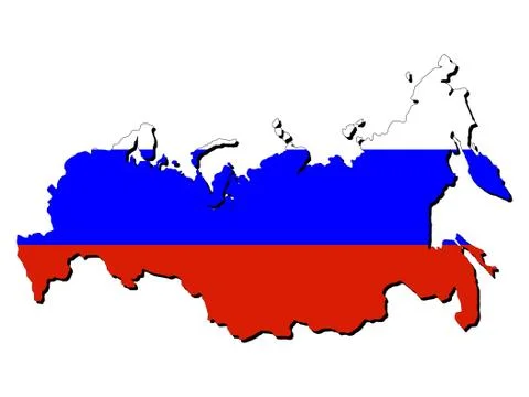 Map of Russian Federation with their flag illustration Illustrazione stock