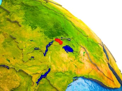 Map of Rwanda on 3D Earth Stock Illustration