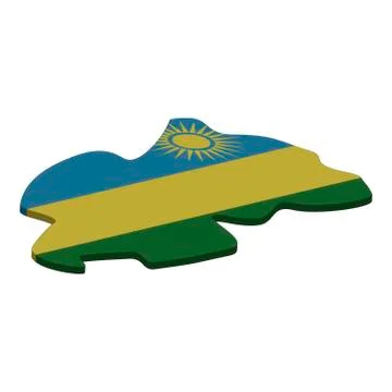 Map of Rwanda - 3D flag Stock Illustration