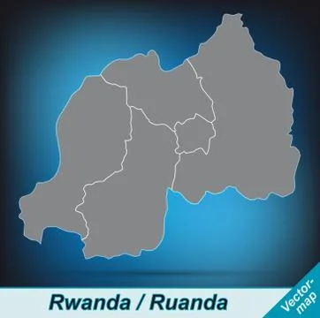 Map of rwanda with borders in bright gray Stock Illustration