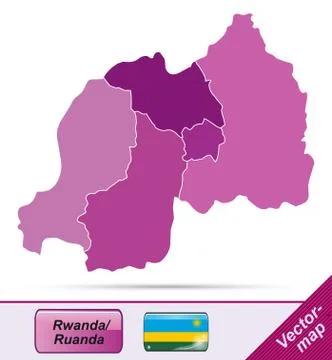 Map of rwanda with borders in violet Stock Illustration