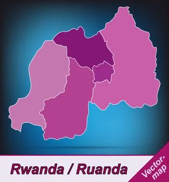 Map of rwanda with borders in violet Stock Illustration
