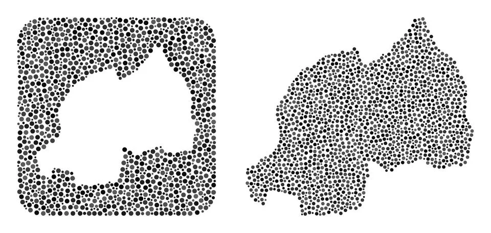 Map of Rwanda - Dot Collage with Stencil Stock Illustration