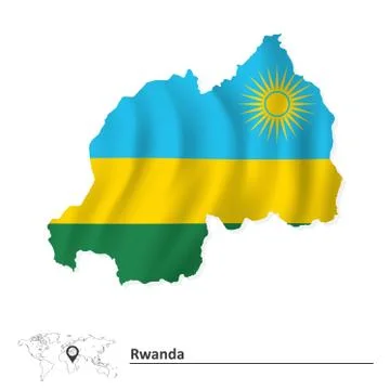 Map of Rwanda with flag Illustrazione stock