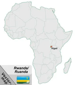 Map of rwanda with main cities in pastel green Stock Illustration