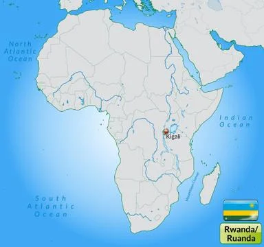 Map of rwanda with main cities in pastel green Stock Illustration