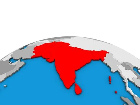 Map of SAARC memeber states on 3D globe Illustrazione stock