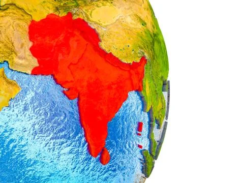 Map of SAARC memeber states on 3D Earth Illustrazione stock