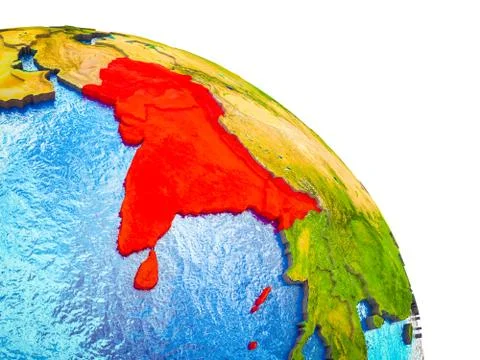 Map of SAARC memeber states on 3D Earth Illustrazione stock