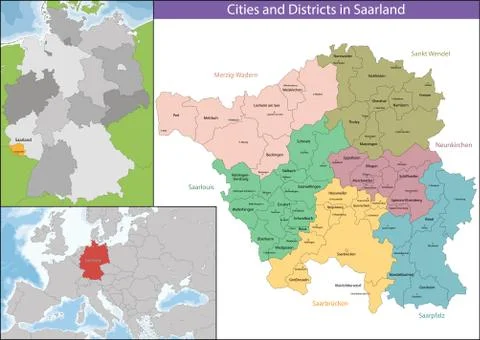 Map of Saarland Stock Illustration