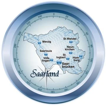 Map of saarland as an overview map in blue Stock Illustration