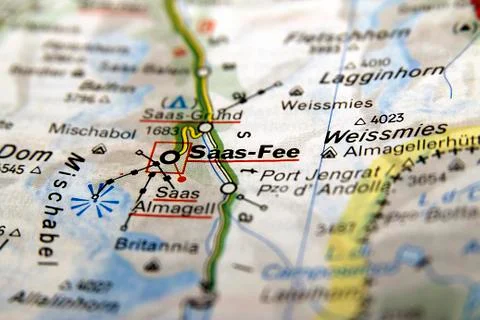 Map of Saas-Fee Stock Photos