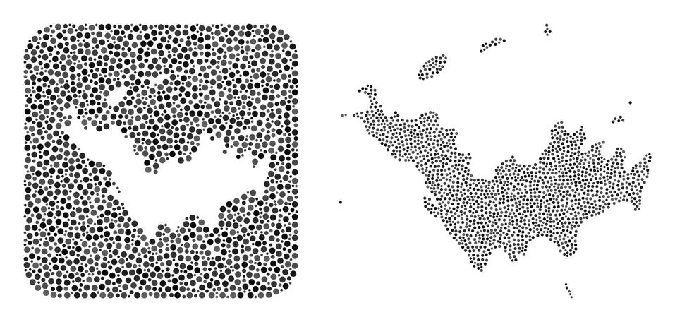 Map of Saint Barthelemy - Dot Collage with Stencil Stock Illustration