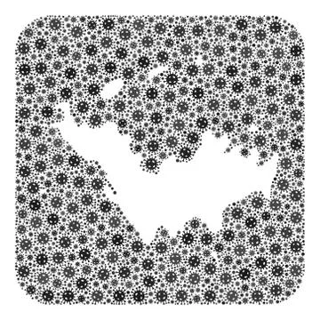 Map of Saint Barthelemy - SARS Virus Collage with Empty Space Stock Illustration