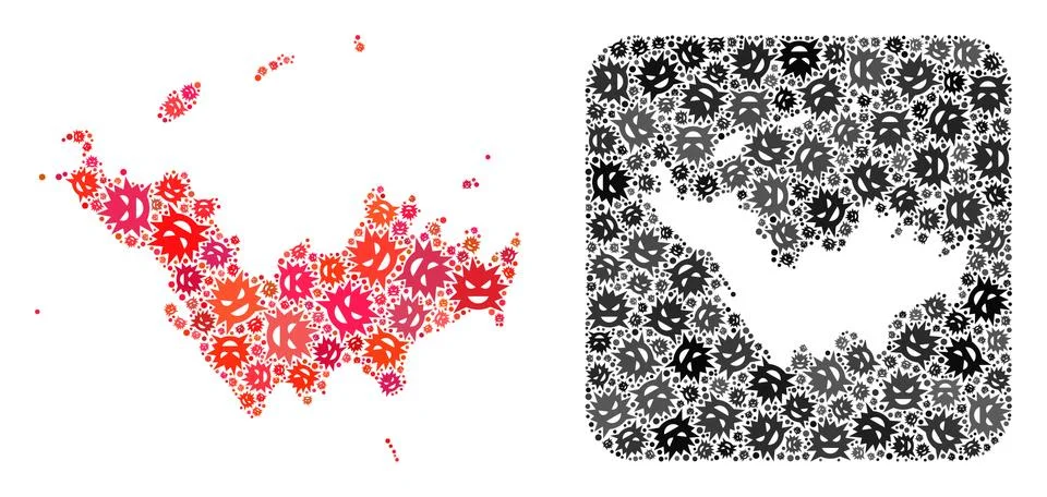 Map of Saint Barthelemy - Virus Mosaic with Hole Stock Illustration