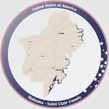 Map of Saint Clair County in Alabama Stock Illustration
