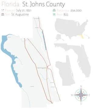 Map of Saint Johns County in Florida Stock Illustration